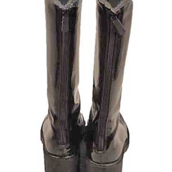 BOOTS LONDON FOG PATENT KNEE HIGH BOOTS, TAGS ON, Sz 8B, BLACK, HEEL 2 ¼ inches, - Picture 2 of 8